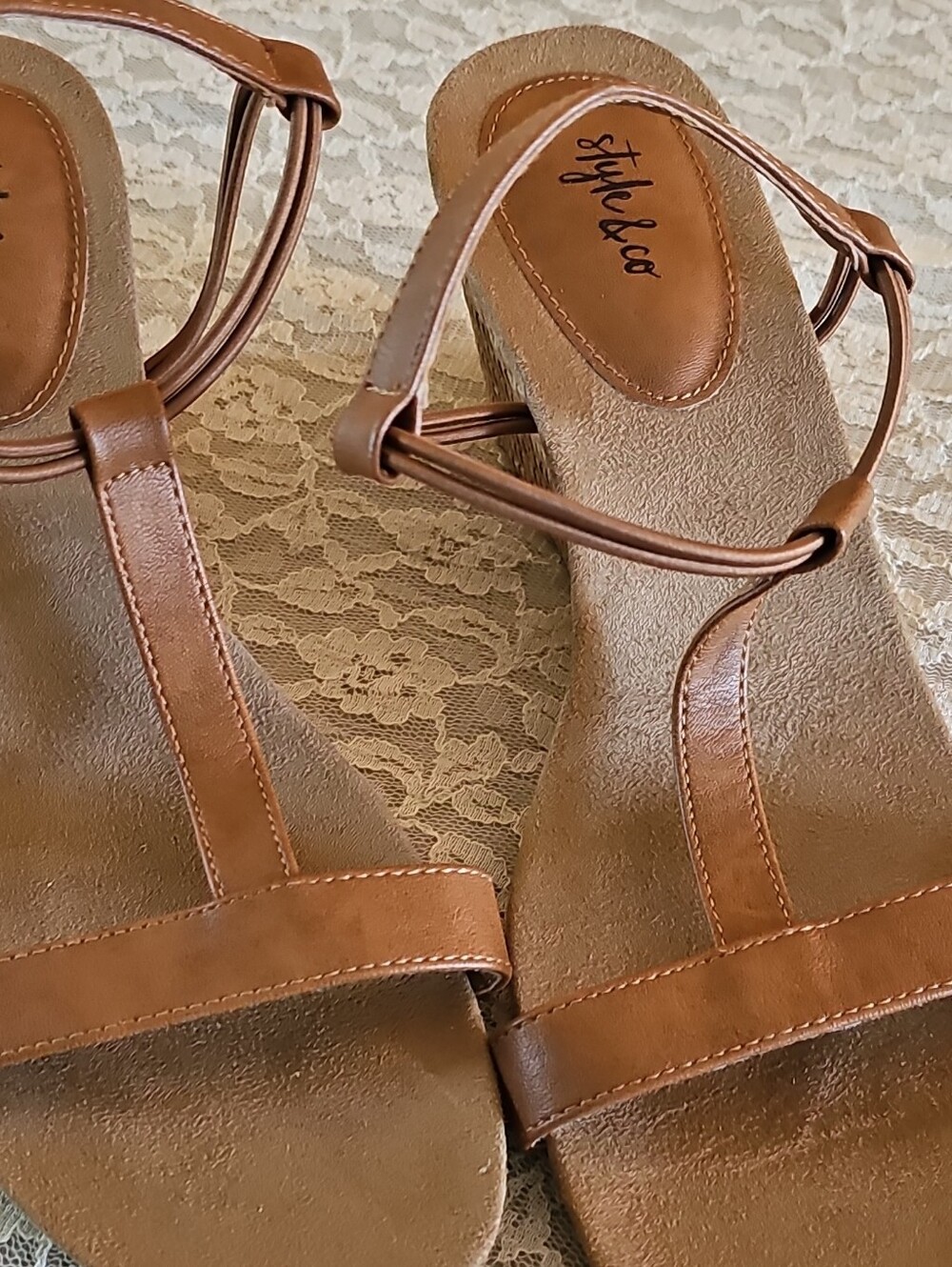 Style & Co. Tan T-Strap Women's Sandals